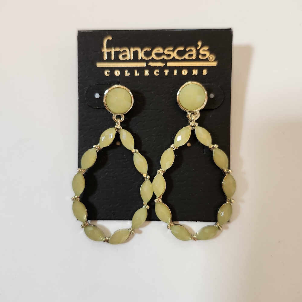 Francesca's Collections Gold tone and Olive Pierced Earrings